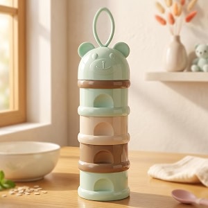 staranddaisy 4 layer milk powder dispenser for baby formula stackable baby formula container with bear lid amp carry handle portable powder storage container for feeding amp travel green