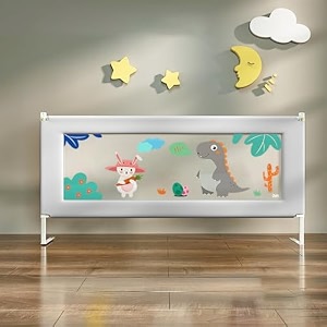 staranddaisy baby bed guard rail with adjustable heightportable single sidewashable amp detachable cloth for toddler 20m grey