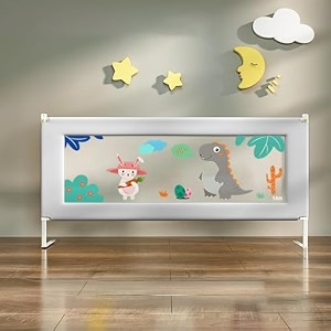 staranddaisy baby bed guard rail with adjustable heightportable single sidewashable amp detachable cloth for toddler 15m grey