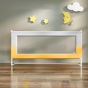 staranddaisy baby bed guard rail with hight adjustableportable single sidestrong steel frame bed rail for toddler 20m yellow amp grey