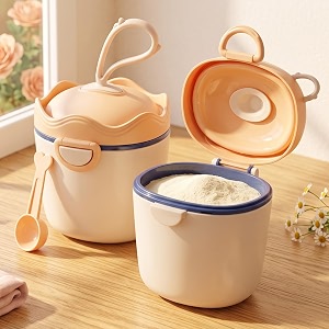 staranddaisy baby milk powder container 500 ml baby formula storage container with measuring scoop airtight milk powder dispenser portable food storage box with handle for travel amp home orange-beige
