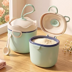 staranddaisy baby milk powder container 500 ml baby formula storage container with measuring scoop airtight milk powder dispenser portable food storage box with handle for travel amp home beige-green