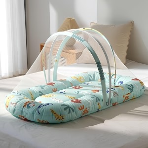 staranddaisy baby mosquito net with 360 widened skirt foldable spacious amp light-proof rust-free 5-point frame honeycomb mesh for full protection