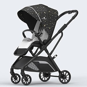 staranddaisy chariot premium baby stroller  newborn pram for 0 to 5 years with 5-point safety belt large food tray 10-level adjustable canopy and easy reclining seat graffiti black
