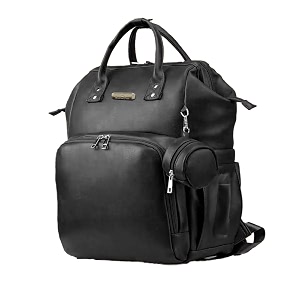 staranddaisy diaper bag for mothers for travelpremium vegan leather diaper bag with easy acess mobile pocket 26l waterproof baby bag for mother travel with 16 multipurpose pockets - black