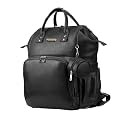StarAndDaisy Diaper Bag for Mothers for Travel/Premium Vegan Leather Diaper Bag with Easy Acess Mobile Pocket, 26L Waterproof Baby Bag for Mother Travel with 16 Multipurpose Pockets - Black