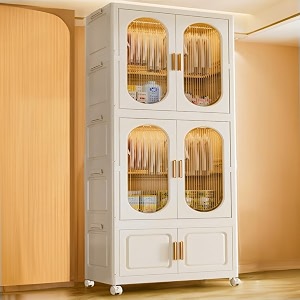 staranddaisy kids foldable wardrobemultifunctional plastic storage organizerdust-proof cabinets for clothes toys amp books  white transparent