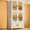 StarAndDaisy Kids Foldable Wardrobe/Multifunctional Plastic Storage Organizer/Dust-Proof Cabinets for Clothes, Toys &amp; Books – White Transparent
