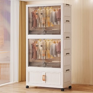 staranddaisy kids foldable wardrobemultifunctional plastic storage cabinet  dustproof organizer for clothes white