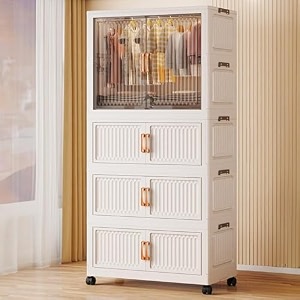 staranddaisy kids foldable wardrobemultipurpose plastic storage cabinet  dustproof organizer for clothes toys amp books