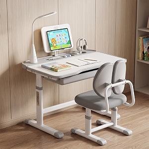 staranddaisy kids study table and chair set height adjustable study table for kids with tiltable desktop adjustable chair 3-mode study lamp storage amp book stand writing reading desk for children