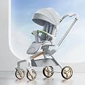 StarAndDaisy Meta Luxe Premium Baby Stroller 0 to 3 Years with 5-Point Safety Belt, Multi-Level Canopy Adjustment, Easy Adjustable Seat with One Touch Fold Pram for Baby -White