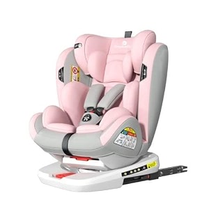 staranddaisy 3-in-1 baby car seat for 3-7 years with iso fix 360 free rotation multi level height adjustment 3 position recline seat pink
