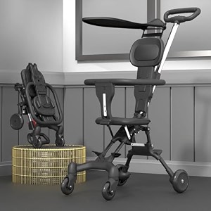 staranddaisy premium baby stroller  03 years  lightweight foldable 360 rotating seat reclining backrest adjustable handle 5-point harness  black