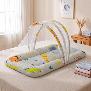 staranddaisy 3-in-1 baby bedding set for newborn baby mattress with neck pillow amp mosquito net sleeping nest amp travel bed for baby boys amp girls 0-12 months animal print