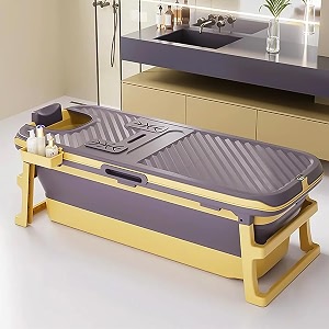 staranddaisy super large bath tub folding type for kids and adult 140 x 60 x 575 cm temperature meter brown - plastic