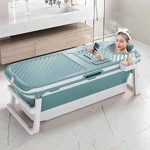 staranddaisy polypropylene super large bath tub folding type for kids 147 x 60 x 49 cm temperature meter blue wih out steamer