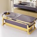 Staranddaisy Super Large Bath Tub Folding Type For Kids And Adult 140 X 60 X 57.5 Cm, Temperature Meter (Brown) - Plastic