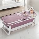 StarAndDaisy Polypropylene Super Large Bath Tub Folding Type For Kids And Adult 147 X 60 X 49 Cm, Temperature Meter, Pink