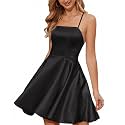 StarAneer Homecoming Dresses 2024 Cocktail Graduation Short Satin Prom Dress with Pocket(Built-in Bra)