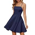 StarAneer Homecoming Dresses 2024 Cocktail Graduation Short Satin Prom Dress with Pocket(Built-in Bra)