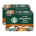 Starbucks Coffee K-Cup Pods, Breakfast Blend Medium Roast, Ground Coffee K-Cup Pods for Keurig Brewing System, 10 CT K-Cup Pods Per Box (Pack of 2 Boxes)