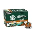 Starbucks K-Cup Coffee Pods, Medium Roast Coffee, Colombia, 100% Arabica, 1 box (10 pods)