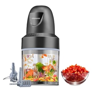 stargaze chopmax 300 watt with 100 pure copper motor chop dice  electric chopper with stainless steel chopping blade  800ml capacity bowl  1 year warranty 300 w new-blue