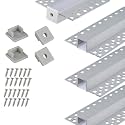 StarlandLed 20-Pack 6.6FT/2 Meter Plaster-in Recessed Slim LED Aluminum Channel with Flange for LED Strip, Aluminium LED Profile with Clip-in Diffuser and End Caps …