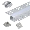 StarlandLed Plaster-in Trimless LED Aluminum Channel 6-Pack 1m/3.3ft with Flange for LED Strip Installation, Drywall Aluminum Profile with Clip-in Diffuser and End Caps