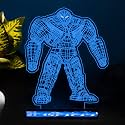 3D hulk569 The Avenger Super Hero Night lamp 16 Color Changing Light Desk Table lamp (Wooden Base)