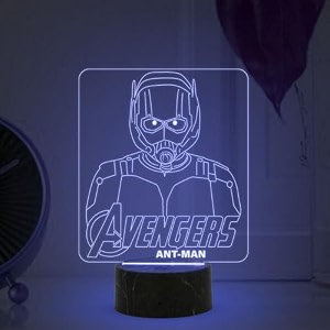 3d illusion antman258 night lamp  avengers led night light with multicolored changing effect amp usb powered black base  superhero room decor gift