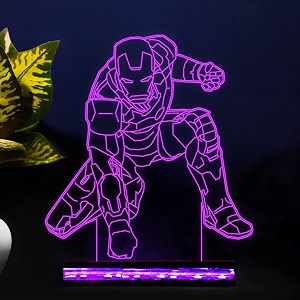 3d illusion ironman128 night light lamp 16 color changing table dcor lamp with remote gift for birthday