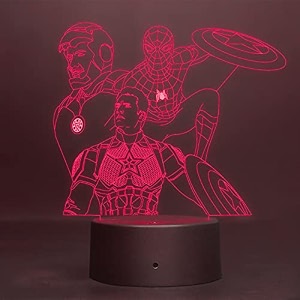avengers345 3d illusion led night lamp with 7 color changing light and remote control