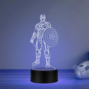 3d illusion captain america292 night light lamp  the avengers nightlight  gift for marvel fans  gaming room decor light  multicolored light amp usb powered