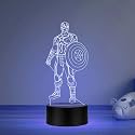 3D Illusion Captain America292 Night Light Lamp | The Avengers Nightlight | Gift for Marvel Fans | Gaming Room Decor Light | Multicolored Light &amp; USB Powered