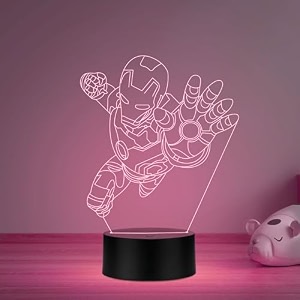 iron man764 3d night lamp  usb powered desk table lamp  black base  birthday gift for marvel fans