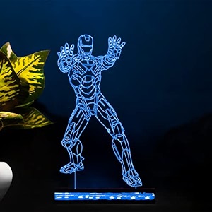 ironman657 3d illusion night lamp 16 color changing light with remote control desk table lamp