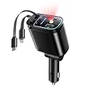 Starlight Retractable Car Charger with Retractable Cables, Starlight in Car Roof 4 in 1 Super Fast USB C Car Phone Charger, 2 USB Ports Starry Sky Adapter, Compatible with iPhone 17 16 15 14