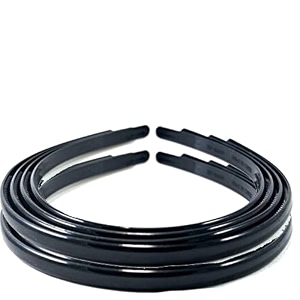 fancy plastic elastic hair bands wavy hair comb black colour headband teeth comb shine matte hairband hoop hair accessories for girls women size- 120 mm black set of 6