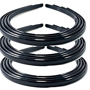 fancy plastic elastic hair bands wavy hair comb black colour headband teeth comb shine matte hairband hoop hair accessories for girls women size- 120 mm black set of 12