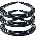 Fancy Plastic Elastic Hair Bands Wavy Hair Comb Black colour Headband Teeth Comb Shine Matte Hairband Hoop Hair Accessories For Girls, Women (Size- 12.0 mm, Black Set Of 12)