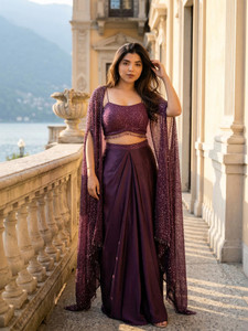 Starly Women Crop Top Dhoti Pant Cape