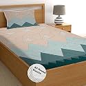 STARNSTYLE�160 TC Cotton Feel Ezyption Cotton Elastic Fitted All Around Printed Full Length Single Bed Bedsheet with 1 Pillow Cover (36" x 78", Green Pastle