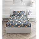 160 TC Ezyption Cotton Single Bedsheet with 1 Pillow Cover Grey Yellow