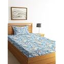 STARNSTYLE�160 TC Cotton Feel Ezyption Cotton Elastic Fitted All Around Printed Full Length Single Bed Bedsheet with 1 Pillow Cover (36" x 78", Royal Sky