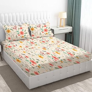 160 tc double size bedsheet with pillow cover glace cotton bedsheets ezyption cotton bed sheet  chadar - flat sheet with 2 pillow covers