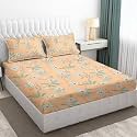 160 TC Double Size Bedsheet with Pillow Cover |Glace Cotton Bedsheets Ezyption Cotton Bed Sheet | Chadar - Flat Sheet with 2 Pillow Covers