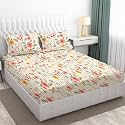 160 TC Double Size Bedsheet with Pillow Cover |Glace Cotton Bedsheets Ezyption Cotton Bed Sheet | Chadar - Flat Sheet with 2 Pillow Covers