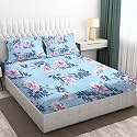160 TC Double Size Bedsheet with Pillow Cover |Glace Cotton Bedsheets Ezyption Cotton Bed Sheet | Chadar - Flat Sheet with 2 Pillow Covers